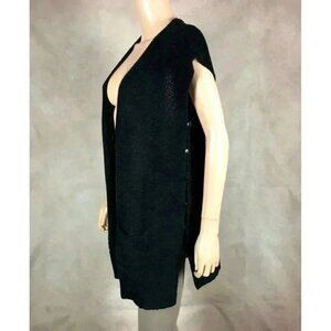 Vintage WD.NY Tapeyarn Black Cardigan Vest Size SMALL